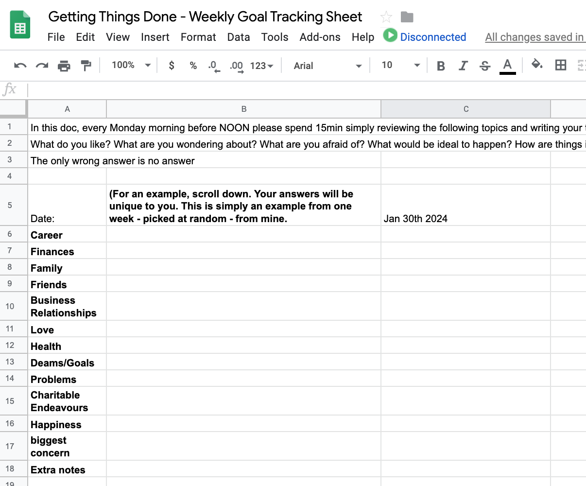 Daily & Weekly Goal Tracking Sheet